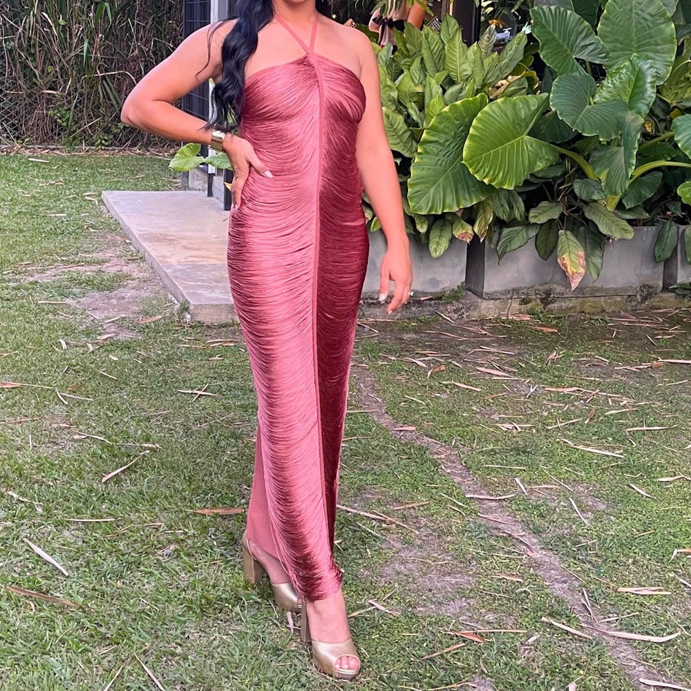 Chic mauve Halter Maxi Dress
